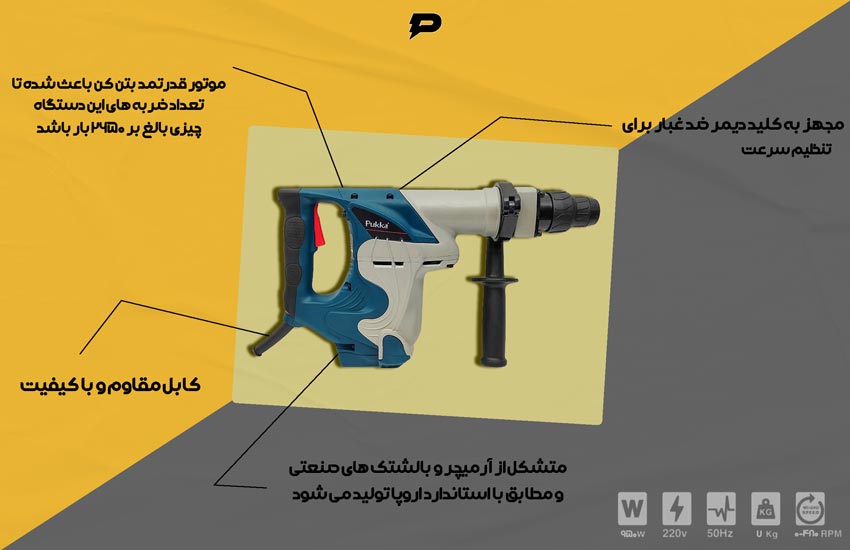 دریل بتن کن پوکا مدل H3-40