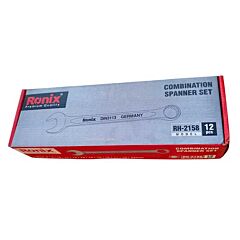 ست 12 عددی آچار یک سر تخت و یک سر رینگ رونیکس مدل RH-2158