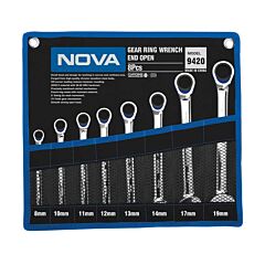 ست 8 عددی آچار یک سر تخت و یک سر رینگ جغجغه نووا مدل 9420