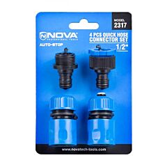 ست کوپلینگ شلنگ آب 1/2 اینچ اتوماتیک 4 عددی نووا مدل 2317