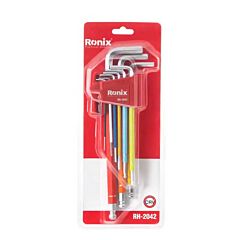 ست آلن شش گوش الوان بلند 9 عددی رونیکس مدل RH-2042